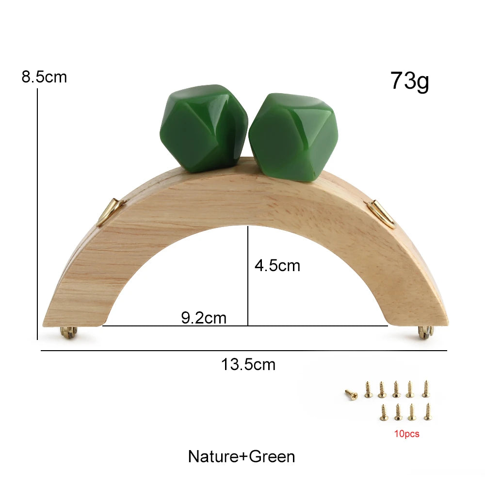 1PC Mini Handbag Bag Frame Matching Lock Wooden Bag Arched Bridge Handle with Colorful Resin Beads DIY Handicraft Accessories
