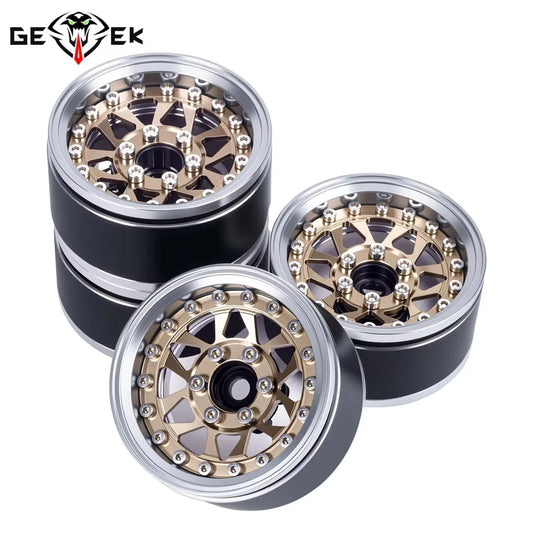 4Pcs 1.9 Aluminum Beadlock Wheel Rims Adjustable Offset 12mm Hex for 1/10 RC Crawler Car TRX4 TRX6 SCX10 90046 GEN7 8 D90 Parts