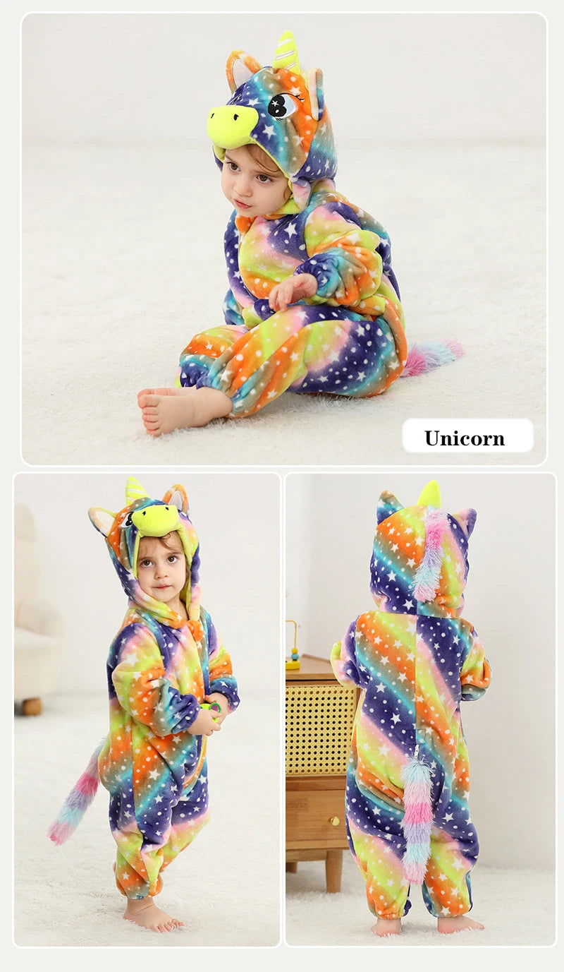Autumn Winter Cartoon Style Winter Long Sleeve Baby Boys Girls Rompers Toddler Kids Playsuit Jumpsuits Baby Clothes Child Onesie