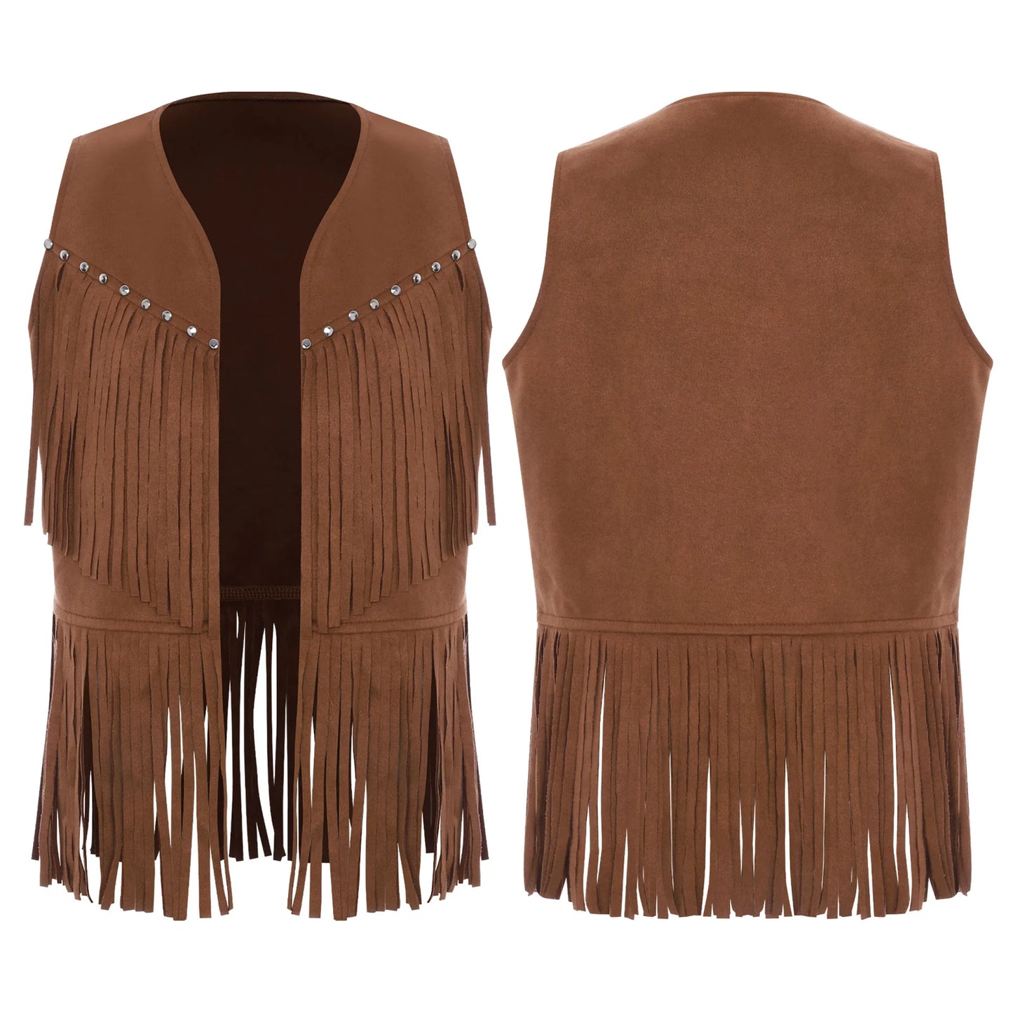 Kids Girl Boy Fringed Vest for Carnival Theme Party Tassels Top Open Front Waistcoat Child Halloween Western Cowboy Costumes