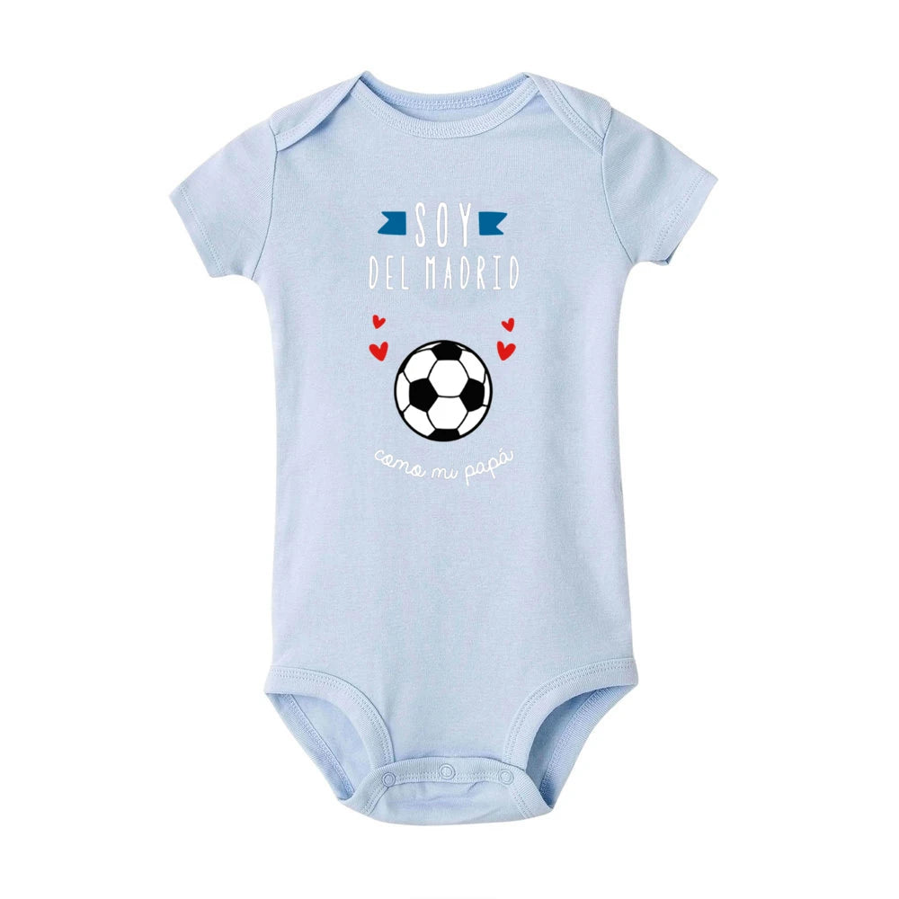 I'm From Madrid Like My Dad Spanish Print Baby Bodysuit Funny Newborn Jumpsuit Infant Short Sleeve Romper Toddler Clothes Outfit