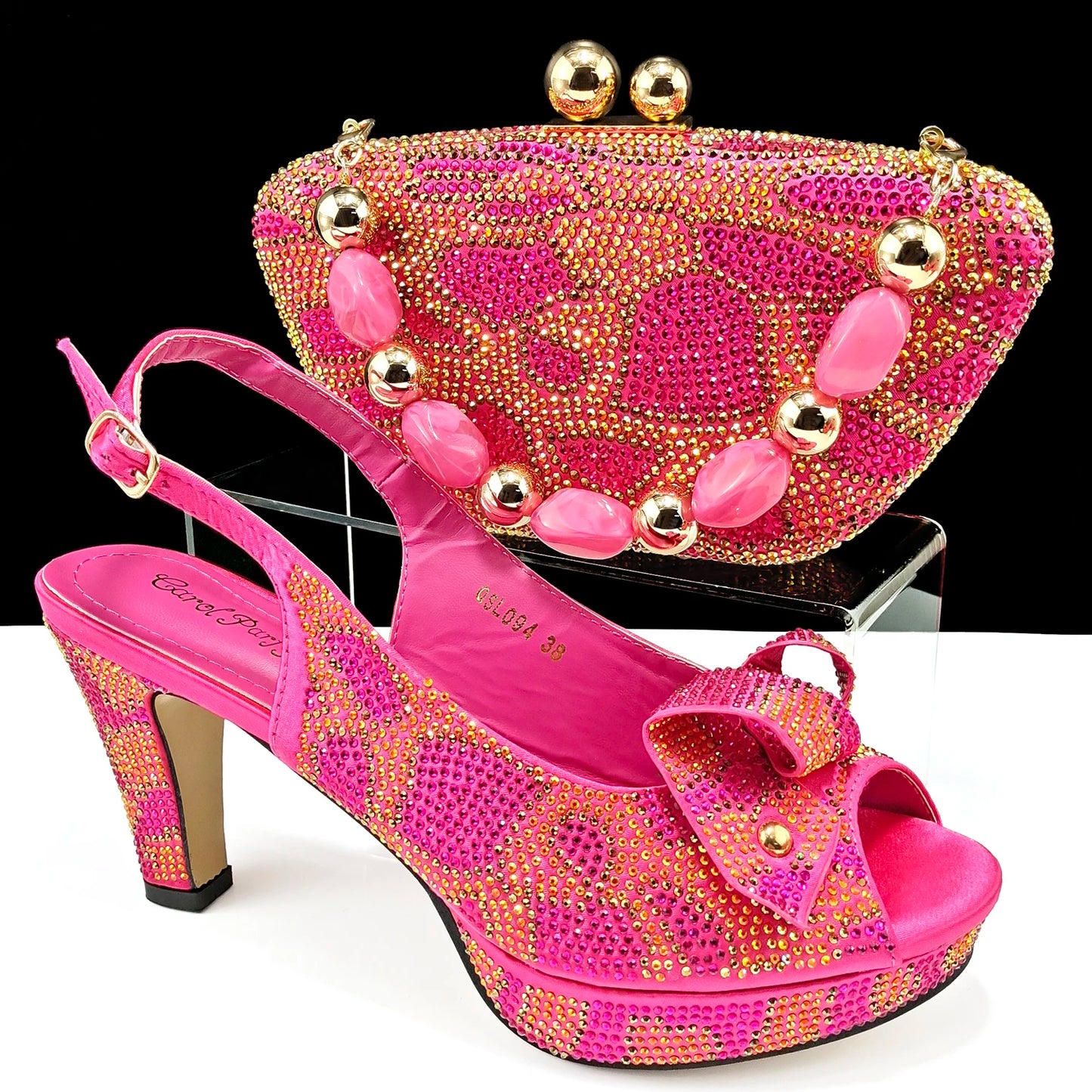 New Arrival Sky Blue Color Platform Design Party Wedding High Heel Peep Toe Lady Shoes and Bag Set and A Pair of Shoes