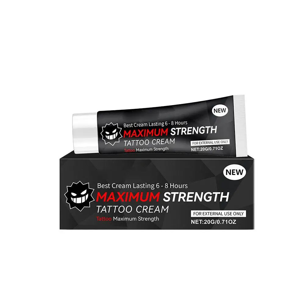 20g Maximum Strength Tattoo Cream, 6-8 Hours Long-Lasting Formula, Pre-Permanent Makeup & Piercing Skin Care