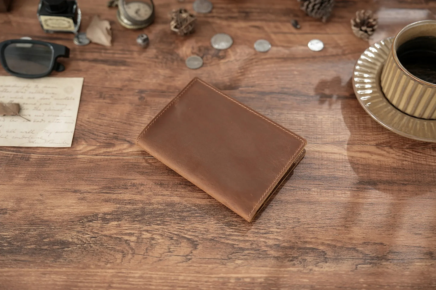 Leather Passport Holder for Travel Essentials, Slim Passport Cover Case Travel Wallet Bifold Credit Card Bag for Women Men