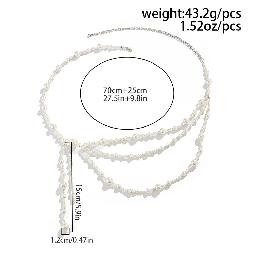 Fashion Multi-layer Imitation pearl Tassels Waist Chain for Women 2026 Retro Simple Body Chain Belts Body Jewelry Party Accessor