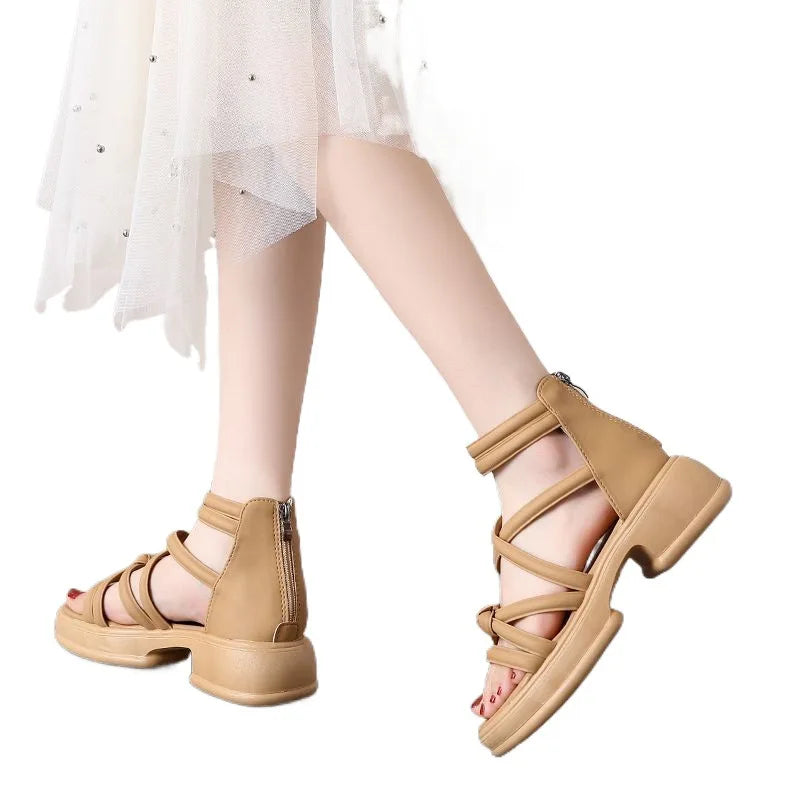 Summer Sandals New Fashion Simple Women's Shoes Breathable Non Slip Simple Roman Shoe Hollow Lightweight Retro 2025 Beach Shoes