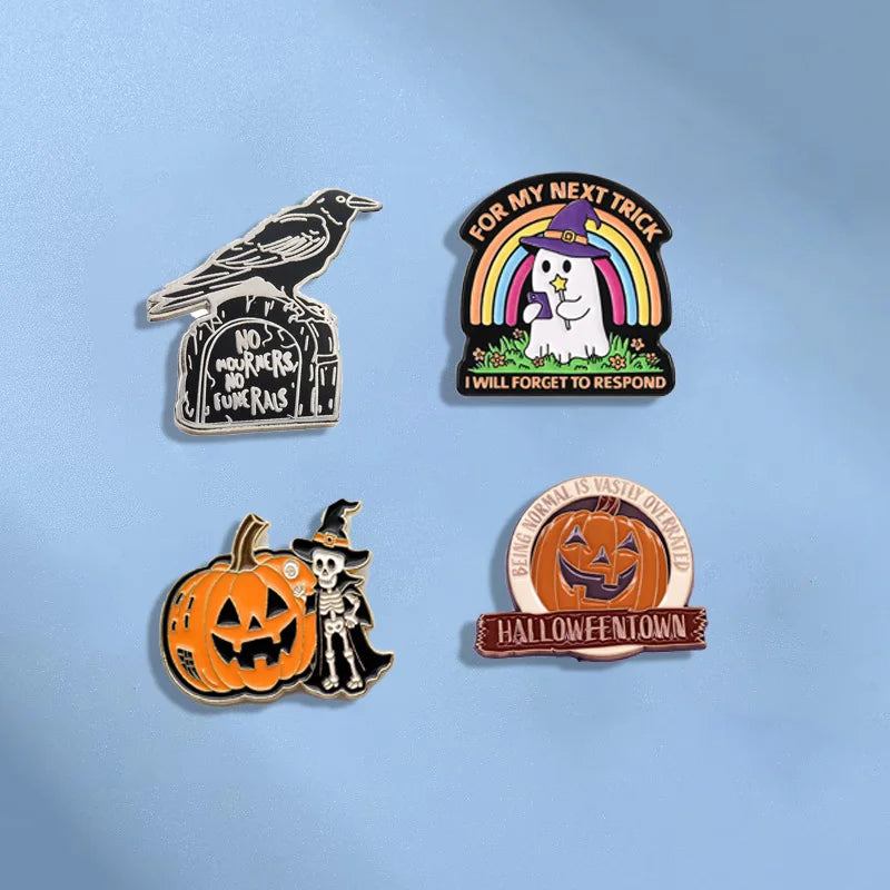 Horror Halloween Costume Accessories Cartoon Skeleton Ghost Enamel Pin Men's Backpack Badge Clothes Accessories Wholesale