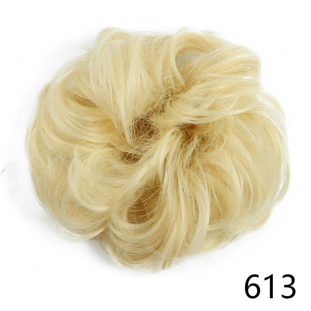 Synthetic Hair Bun Wig Donut Wavy Elastic Rubber Scrunchie Hair Pieces Ladies Ponytail Hair Extension Curly Wrap