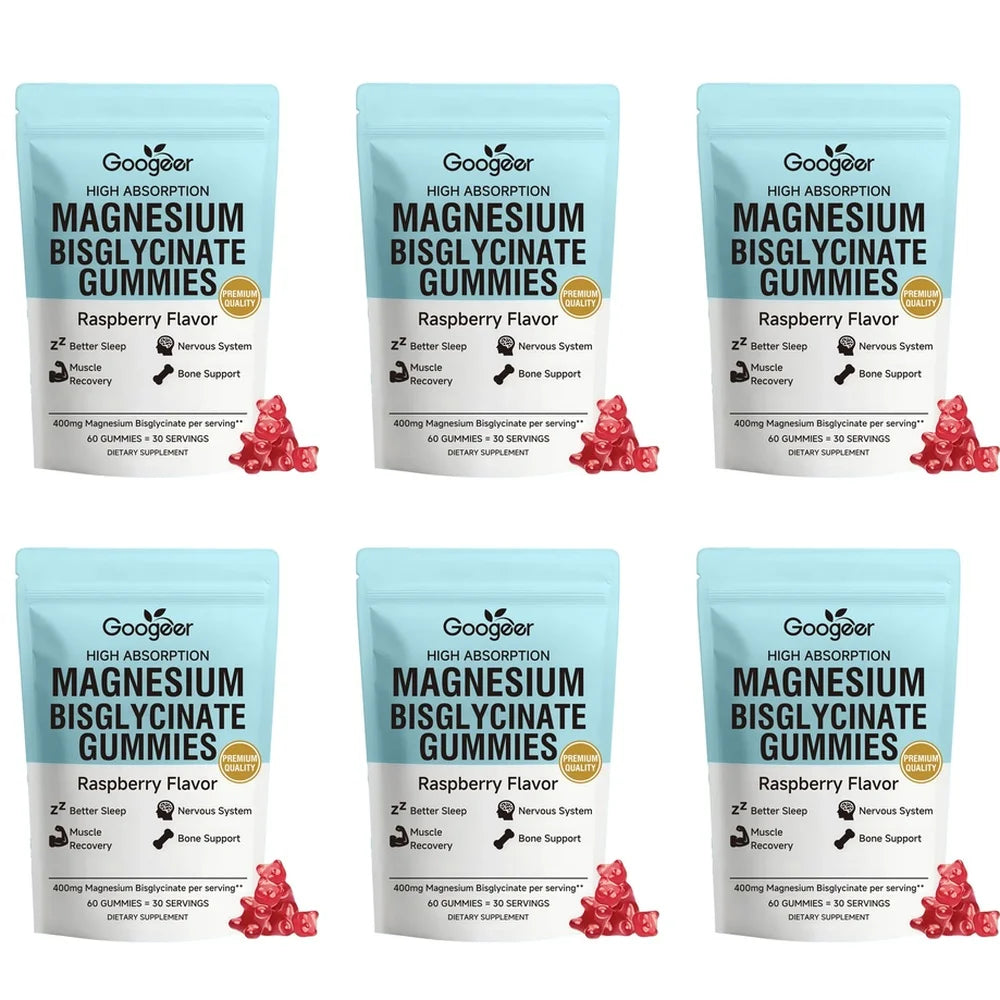 Googeer Magnesium Bisglycinate Gummies for Better Sleep Daytime Concentration & Nervous System Support Raspberry 60 Gummies