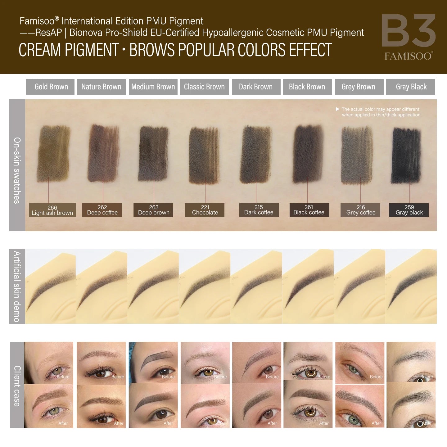 FAMISOO 15ml Permanent Makeup Pigment Microblading Paint Ink Body Art Eyebrows Eyeliner Tattoo Inks Makeup Supplies 0.5OZ