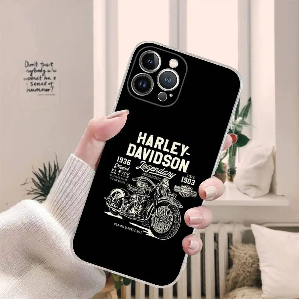 Cool H-Harley Car d-Davidson Phone Case for iPhone 17 16 15 14 13 12 11 Pro Max Plus Soft Cover Personalized DIY