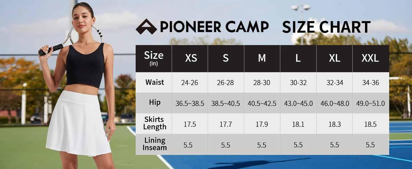 Pioneer Camp Women's 18" High Waisted Tennis Skort with Built-in Shorts & Pockets, Golf Athletic Long Skirt for Tennis Running W