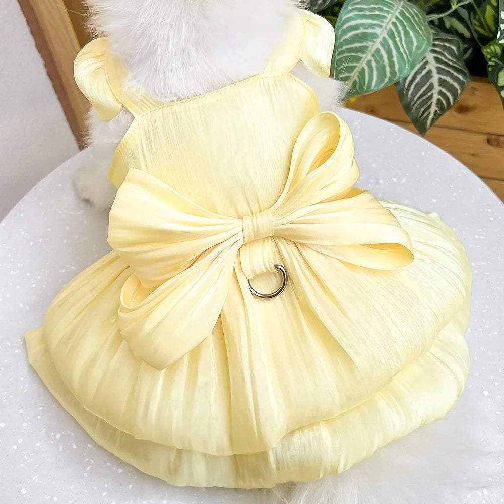 Dog Dress Girl Dog Clothes Pet Apparel Doggie Pink Bowknot Tulle Cat Sequin Clothing Pup Dresses Doggy Attire Birthday