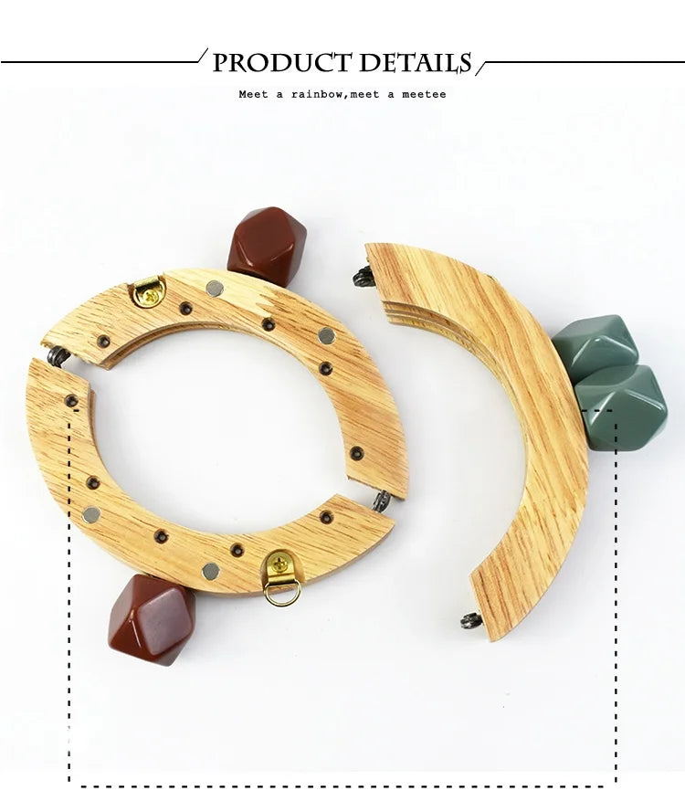 1/2Pcs Deepeel 14cm Wooden Purse Handle Colored Beads Mini DIY Bag Frame Kiss Women Handbag Closure Clasp Handmade Accessories
