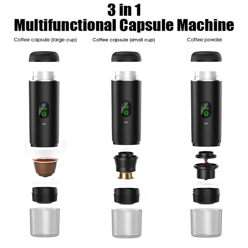 Portable Coffee Maker,3-in-1 Espresso Machine for Travel 20 bar Mini Coffee Maker Compatible with Ground Coffee & Capsule