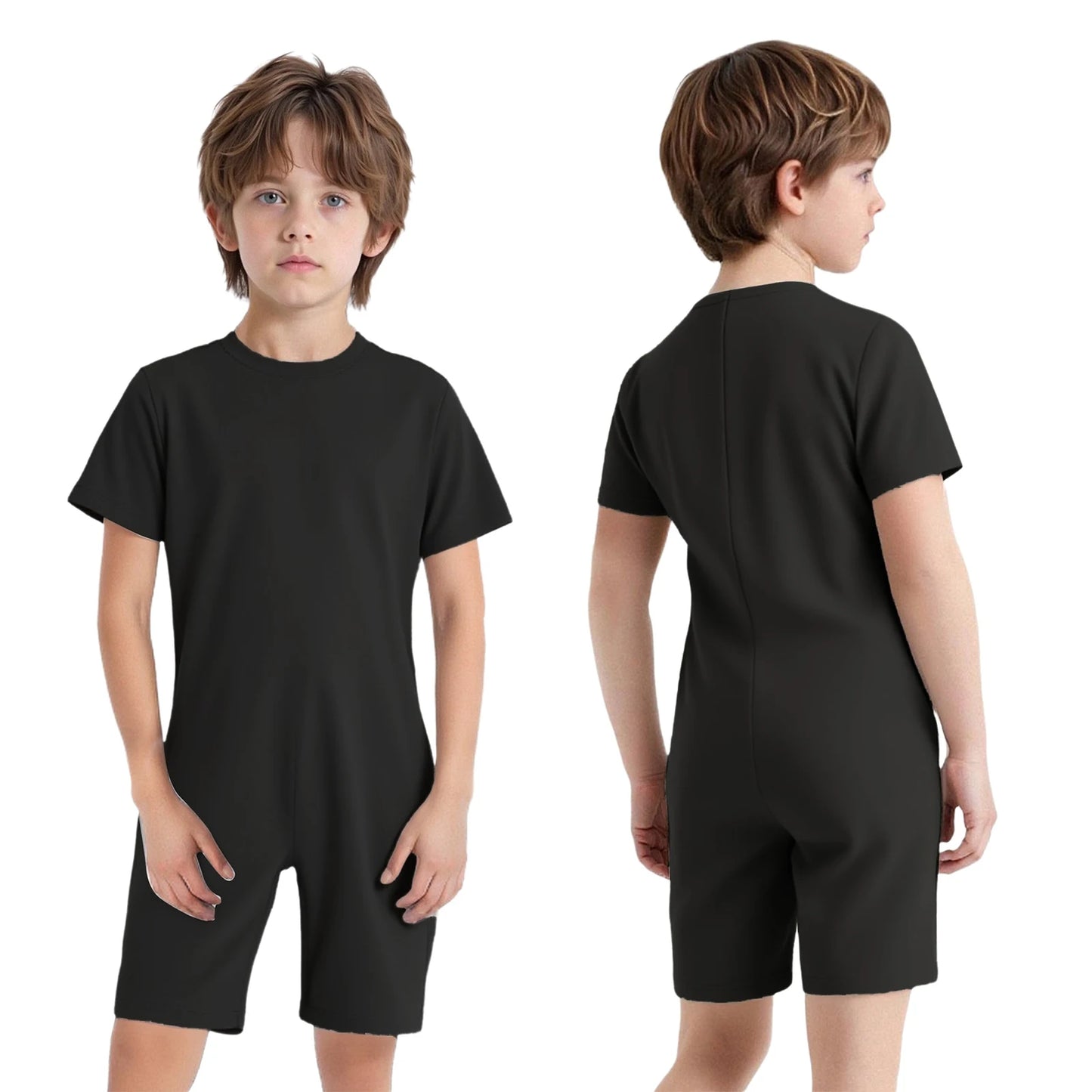 Children Special Needs Adaptive Clothing Solid Color Long Sleeve Zipper Back Jumpsuit Cotton Rompers Workout Sports Bodysuit