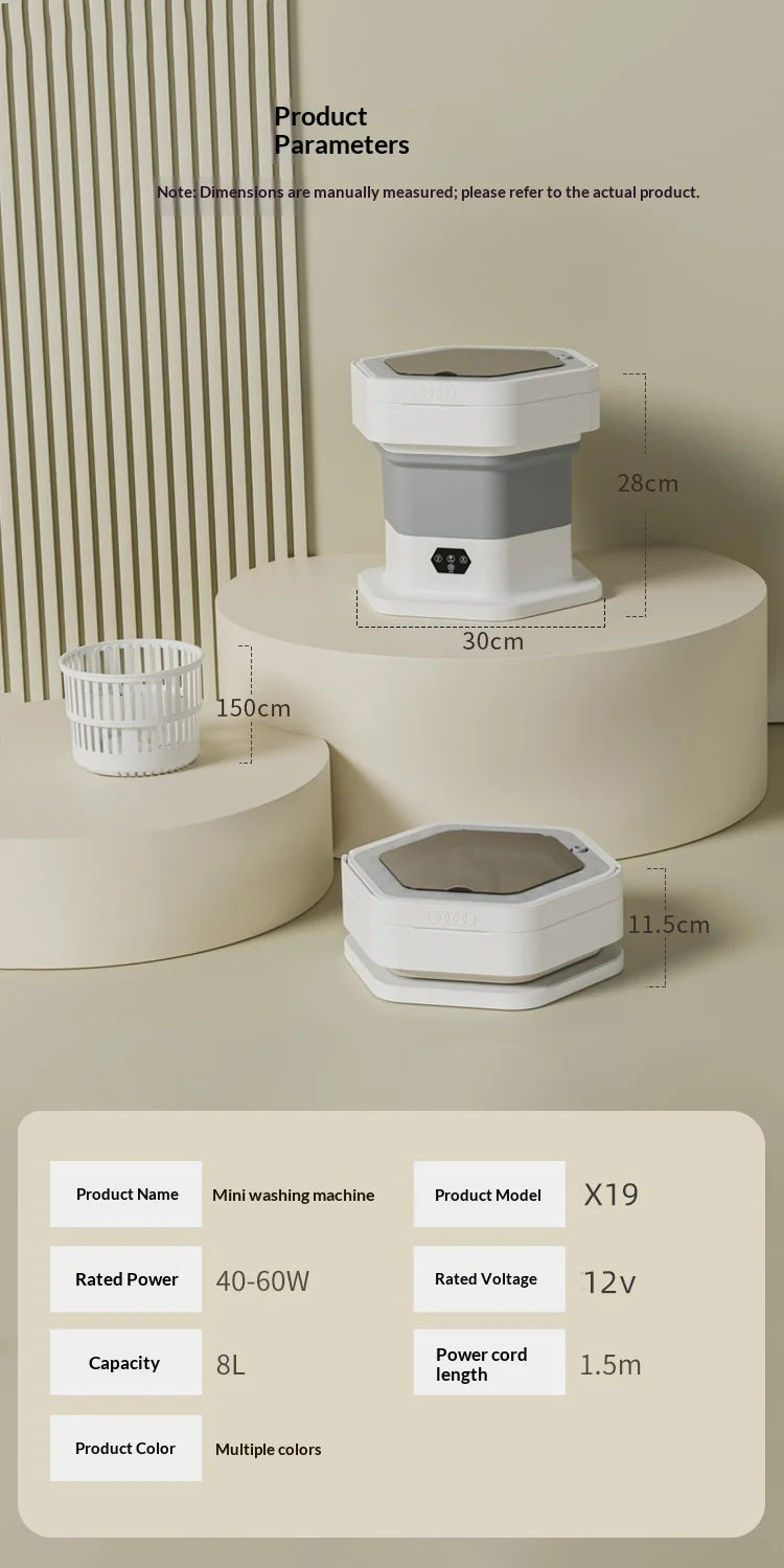 New Mini Folding Washing Machine Household Small-sized Washing Machine Socks Underwear Pants Also Capable Dehydrating White