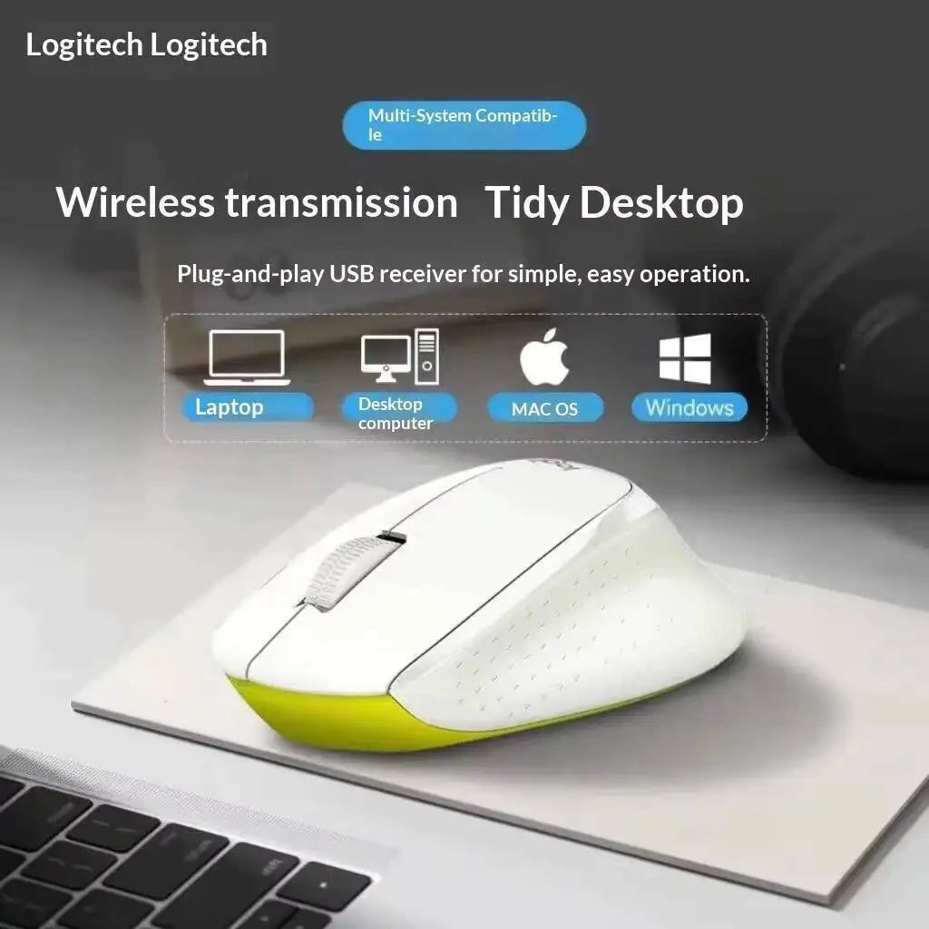 Logitech M330 Silent Plus Wireless Mouse 2.4G USB Receiver Ergonomic Shape Gentle Soft for Desktop Office Laptop Desk