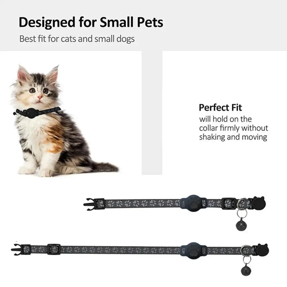 GPS Cat Collar with Reflective Strap, Mini Real Time Pet Location Device, Waterproof Anti Lost Finder for Outdoor Kitten S7X8