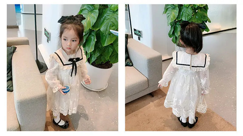 2024 Girls Lace Dress New Childrens Bow Princess Dress Girl Baby Dress Kids Sweet Designable Cute Dresses for Girls