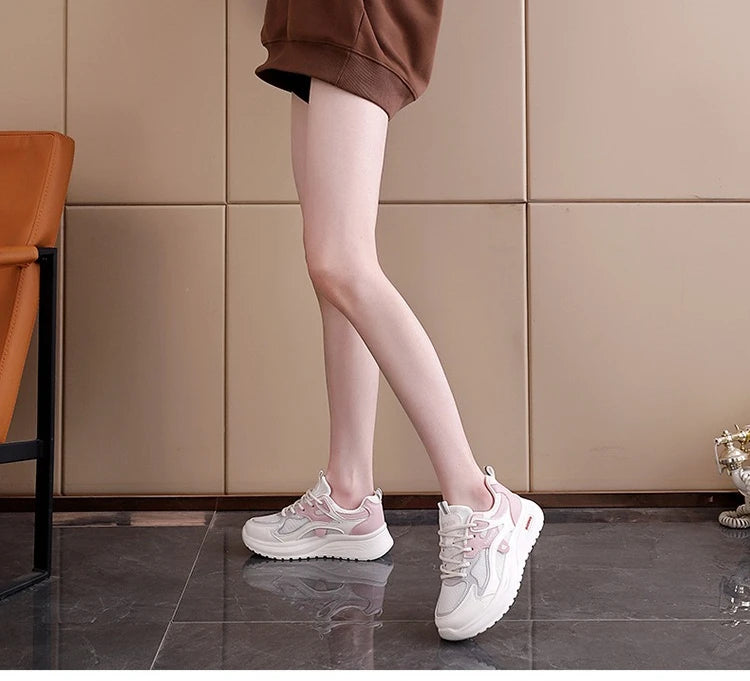 Spring and Autumn New Women's Mesh Breathable Casual Shoes Lightweight Soft Soled Sneakers Thick Soled Non Slip Walking Shoes
