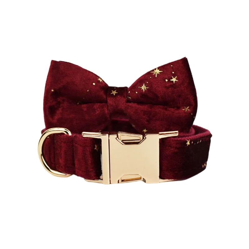 Luxury Fashion Pet Accessories Custom Design Logo Black Bottom Flower Sublimation Dog Collar Leashes Harness Bow Set Star02