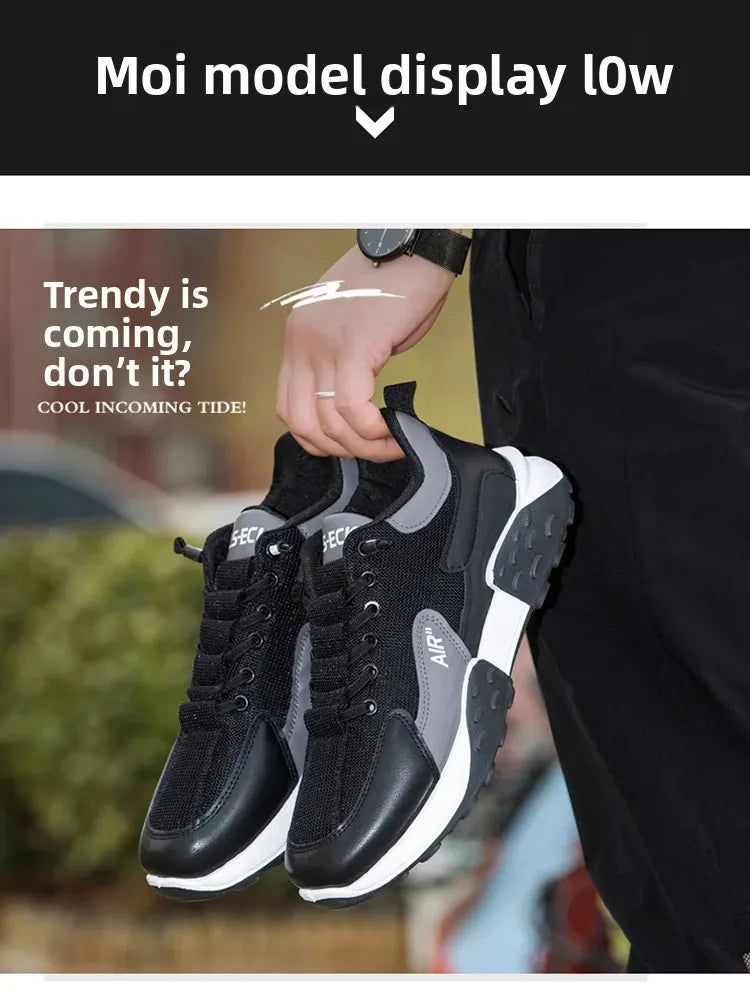 Men's Spring New Sport Shoes Casual Classic Trendy Thick Bottom Leisure Shoes Breathable Microfiber Upgraded Spring Autumn