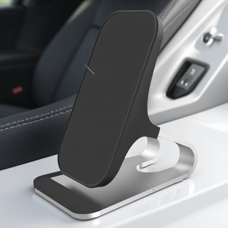 Wireless Charger Mount 10W 7.5W 5W Qi Fast Charging Pad 2 Coils Case Friendly Anti Slip Rubber Type C Input