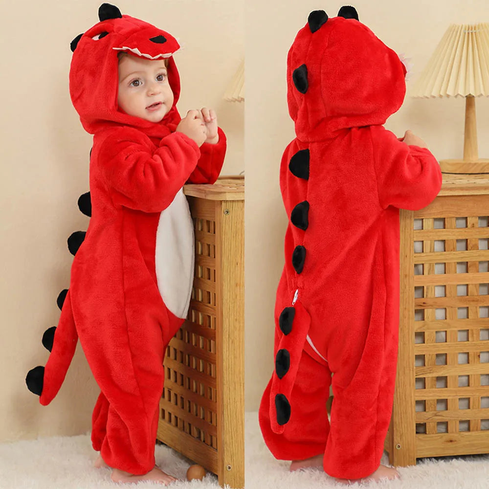 Autumn Winter Cartoon Style Winter Long Sleeve Baby Boys Girls Rompers Toddler Kids Playsuit Jumpsuits Baby Clothes Child Onesie