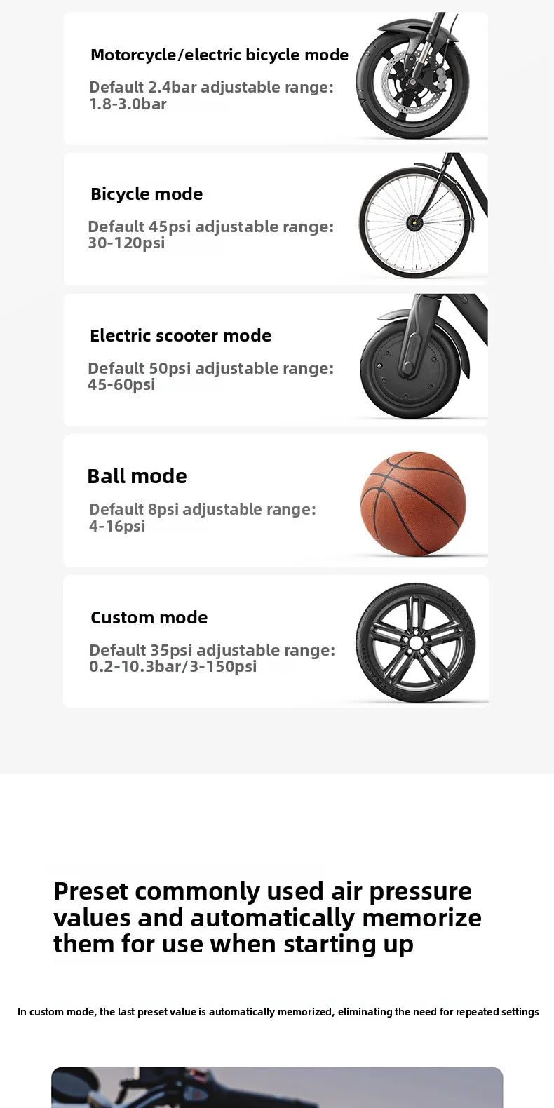 Mijia 2000mAh 150psi Portable Electric Air Pump Multitool Tire Pressure Detection Inflator for Car Bike