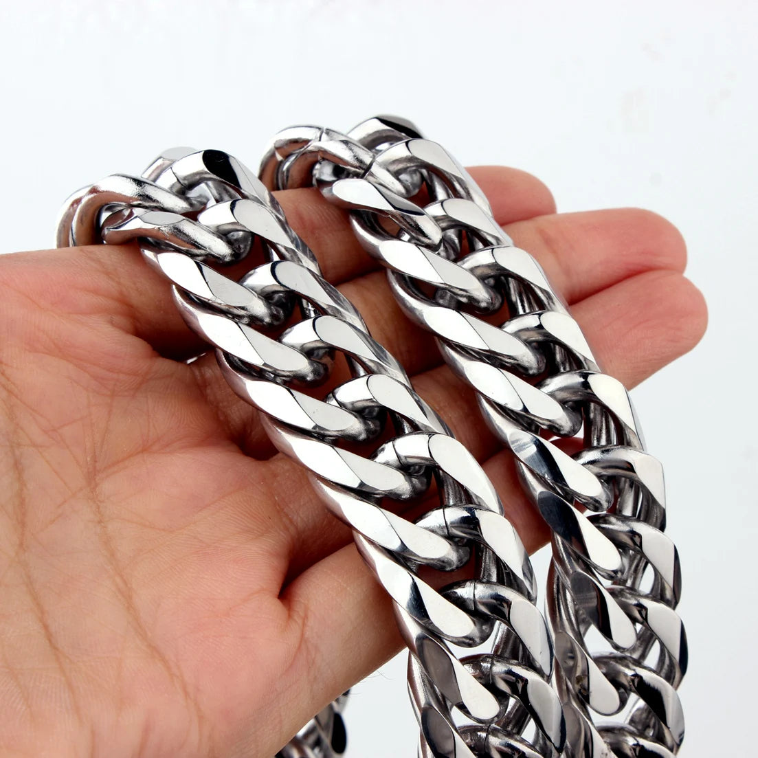 9/11/13/16/19/21mm Heavy Polished Stainless Steel Necklace Men Curb Cuban Link Chain Necklace Or Bracelet Choker Jewelry 7-40"