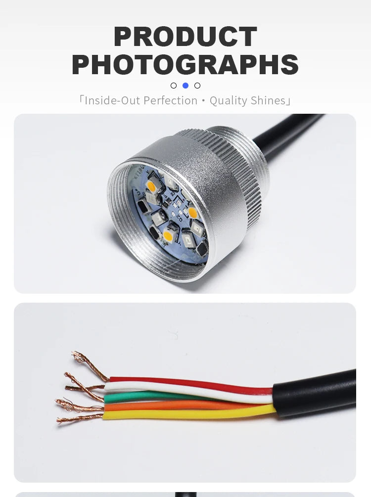 30mm Mini Tri‑Color LED Warning Light 12V24V Waterproof Signal Indicator Lamp for CNC Machine Tool Equipment Industrial Machiner