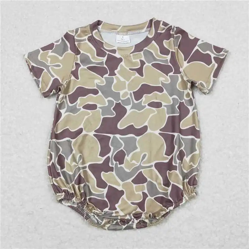 SR2392 Wholesale baby rompers kids clothes boys Embroidered camouflage duck Short sleeve romper Summer Boutique baby boy clothes