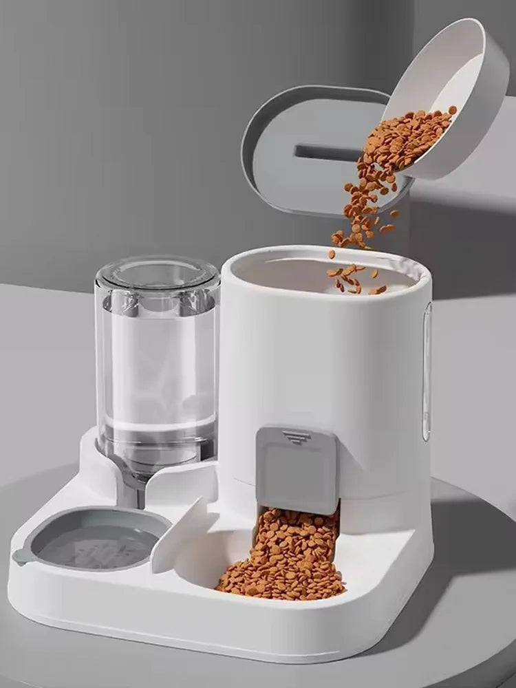 Automatic Non-Electric Pet Feeder Waterer 2 In 1 No Spill Dog Cat Bowl Anti Skid Dual Bowl For Dog Cat Smart Pet Feeding Device
