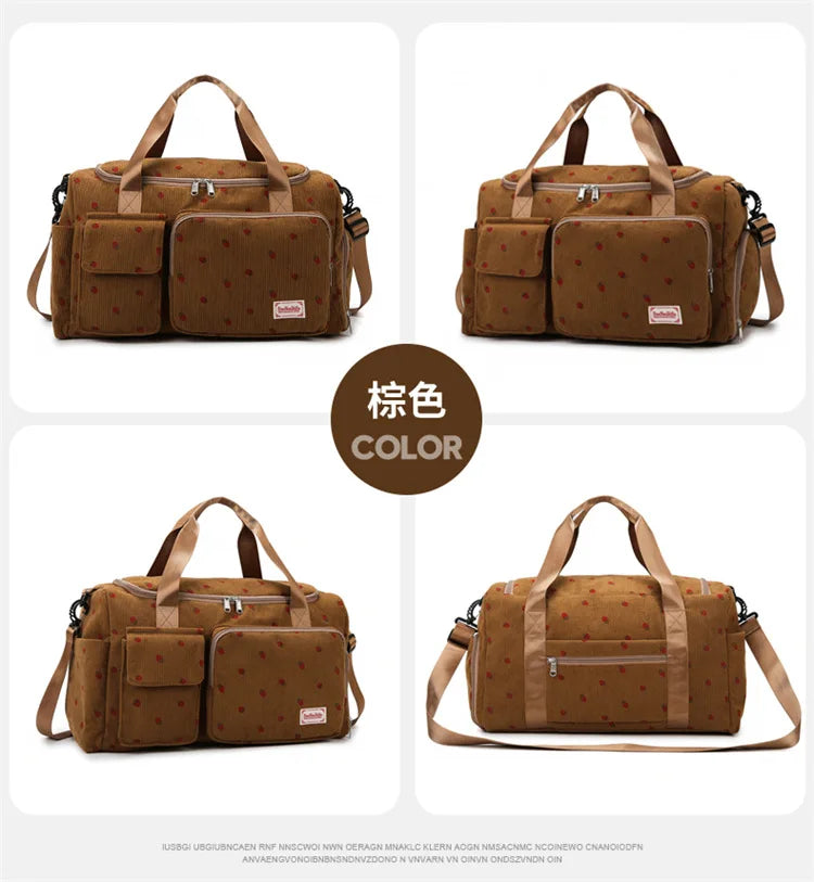 Corduroy Mommy Bag Large Capacity Waterproof Baby Diaper Bags Stroller Nappy Organizer Travel Carry Shoe Maternity Tote Bags
