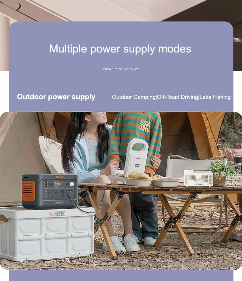 110V/220V Portable Small Ice Maker Mini Home Dormitory Office Camping 12V Car Cube Ice Automatic Ice Making Box Ice Machine