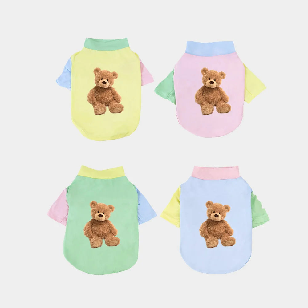 1 PC Pet T-Shirt, Cats & Dogs Soft Pure Cotton Teddy Bear Dopamine Vest. Shih Tzu, Siamese Cat Little Pet Daily Outfit
