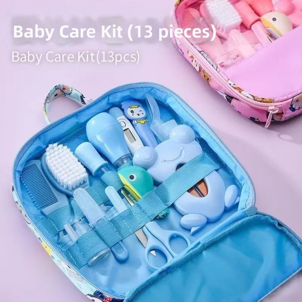 13Pcs/Set Multi-functional Baby Care Kit Hair Wash Brush Nasal Aspirator Baby Grooming Kit Comb Nail Clipper