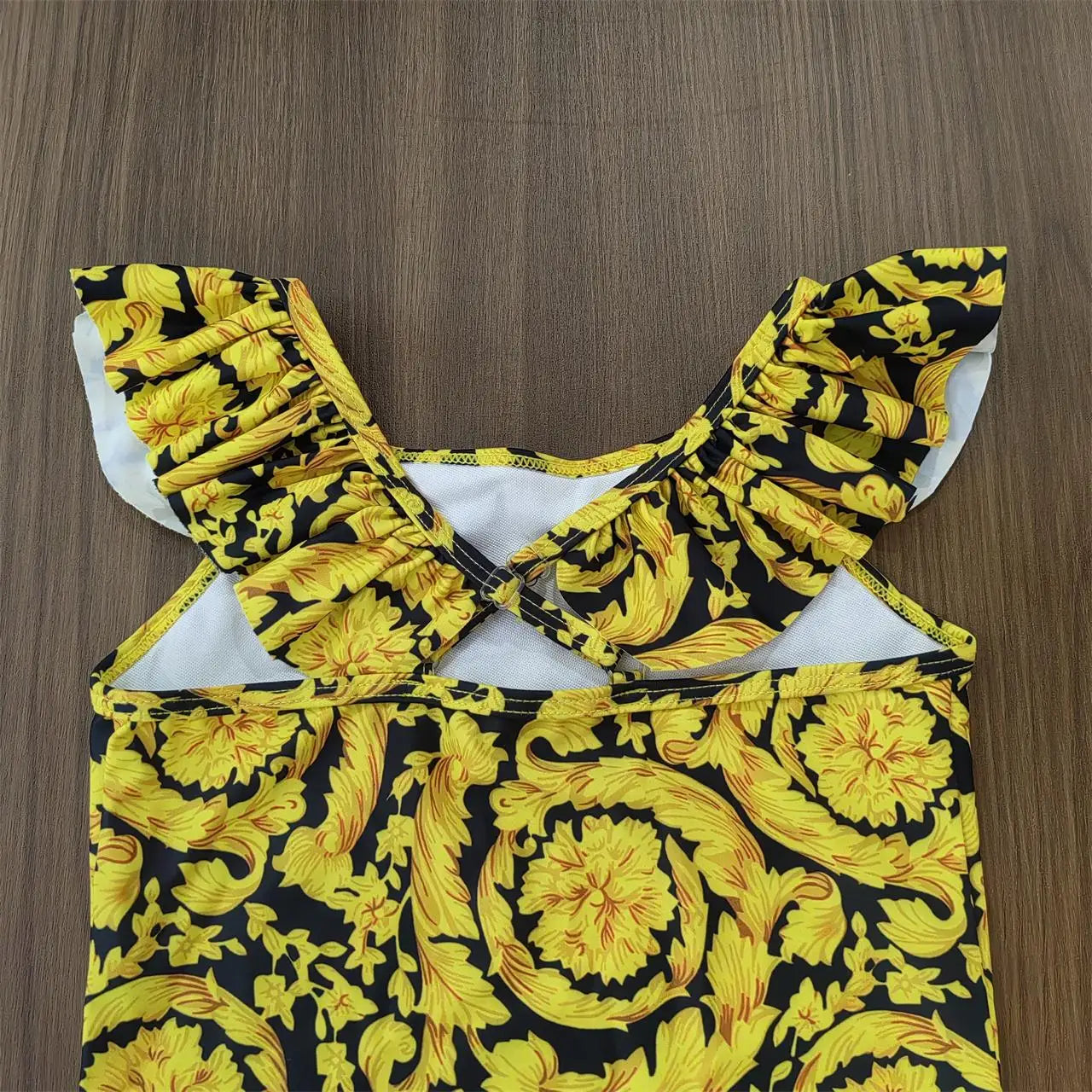 2025 Girl Swimsuit Summer golden flower bodysuit Special Offer Children's Swimsuit factory Wholesale