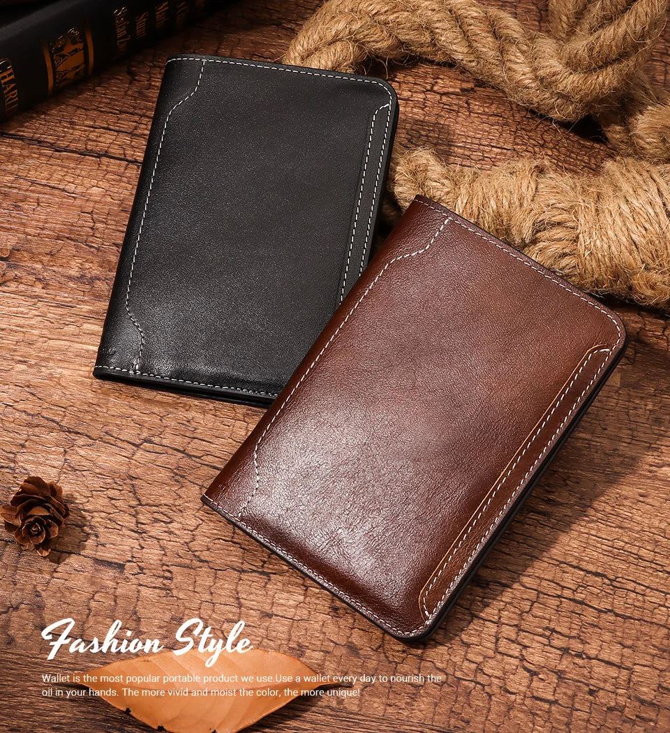 Travel Essentials Passport Holder Wallet RFID Full Grain Leather Mens Credit Card Holder Slim Purse with Vaccine Card Slot
