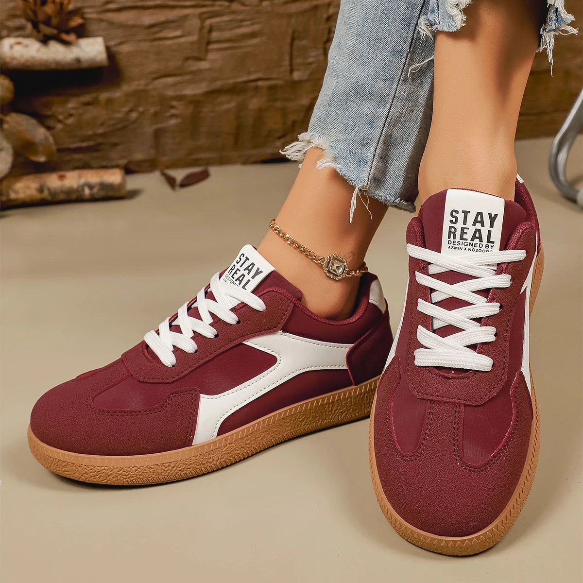 Mix Color Women Sneakers 2026 Spring New Platform Luxury Flat Vulcanized Shoe Female Lace-Up Non-Slip Casual Skateboarding Shoes