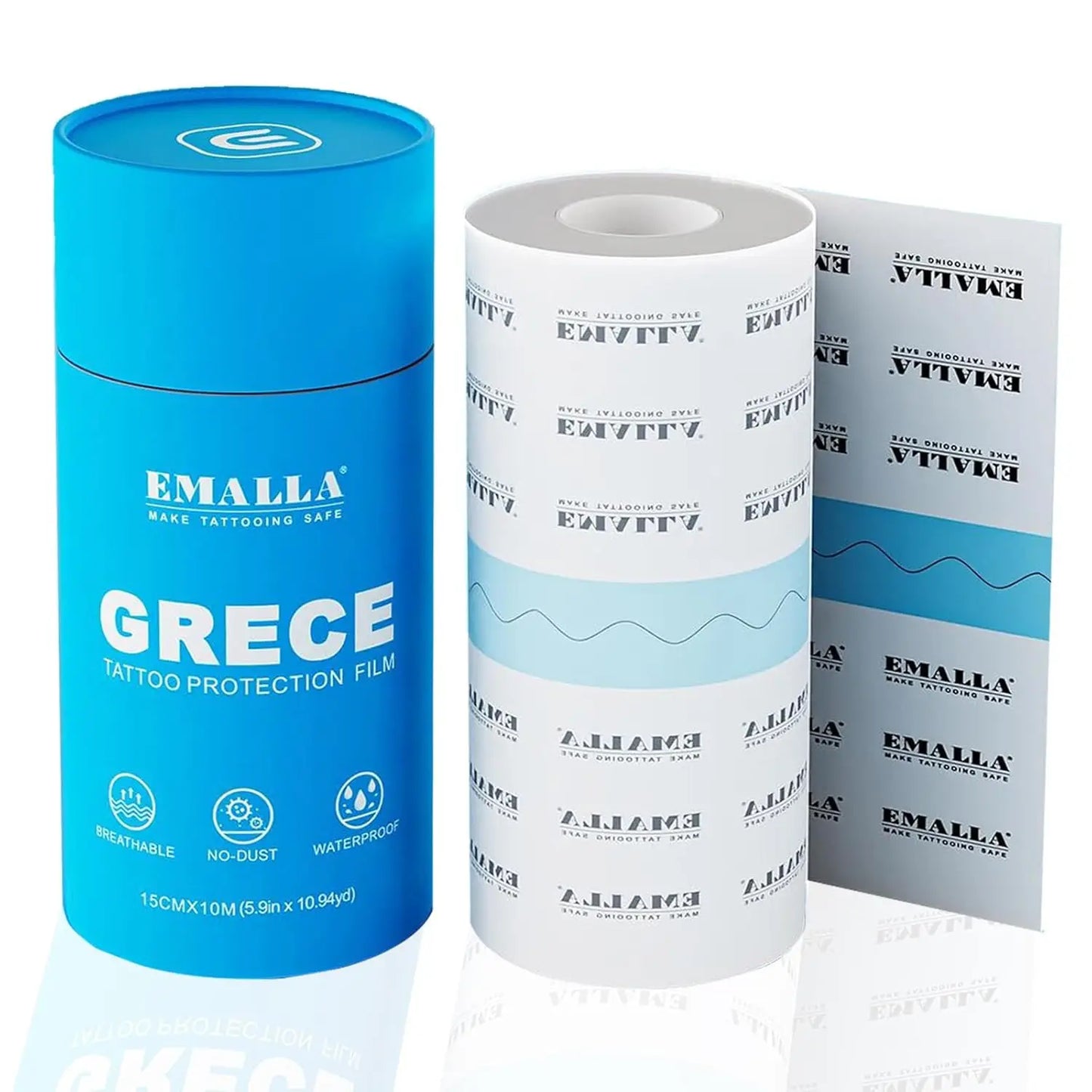 EMALLA GRECE Premium Tattoo Protection Film PU Tape for Aftercare Protective Skin Healing Tattoo Adhesive Bandages Repair