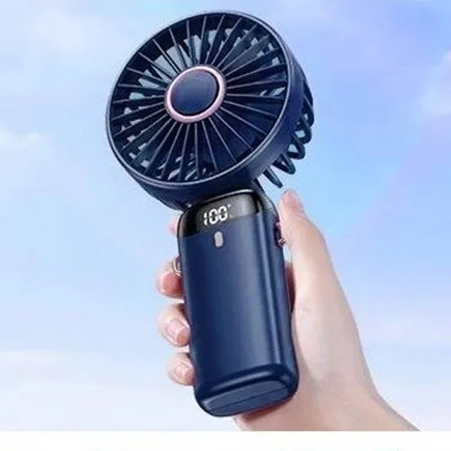 Portable Handheld Mini Fan Foldable Neck Hanging Fans 5 Speed USB Rechargeable Fan with Phone Stand and Display Screen 1800mAh