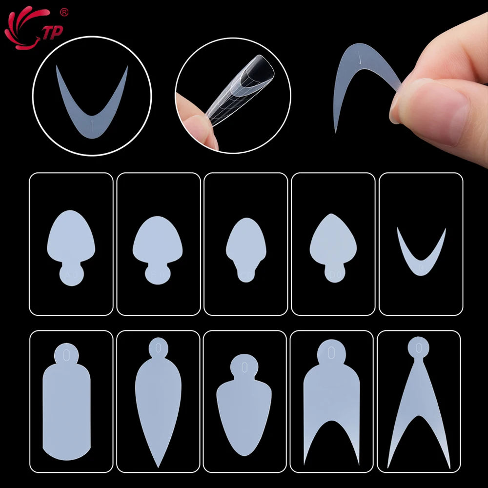 TP 24pcs French Dual Form Nail Silicone Pad for Nail Gel Polish Reusable Soft Top Mold Duet System Nail Forms Stickers Nail Tool