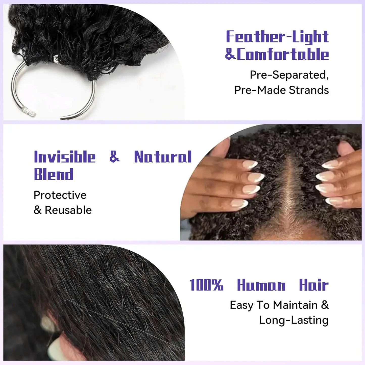 Kinky Straight Crochet Human Hair 100% Feather Crochet Human Hair Bundles For Boho Braids Miracle Knots Hair