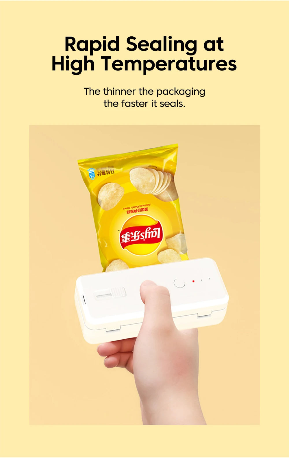 Portable Mini Sealer 2 in 1 Food Plastic Package Bags Sealing Machine USB Rechargeable Magnetic Handheld Plastic Bag Heat Sealer