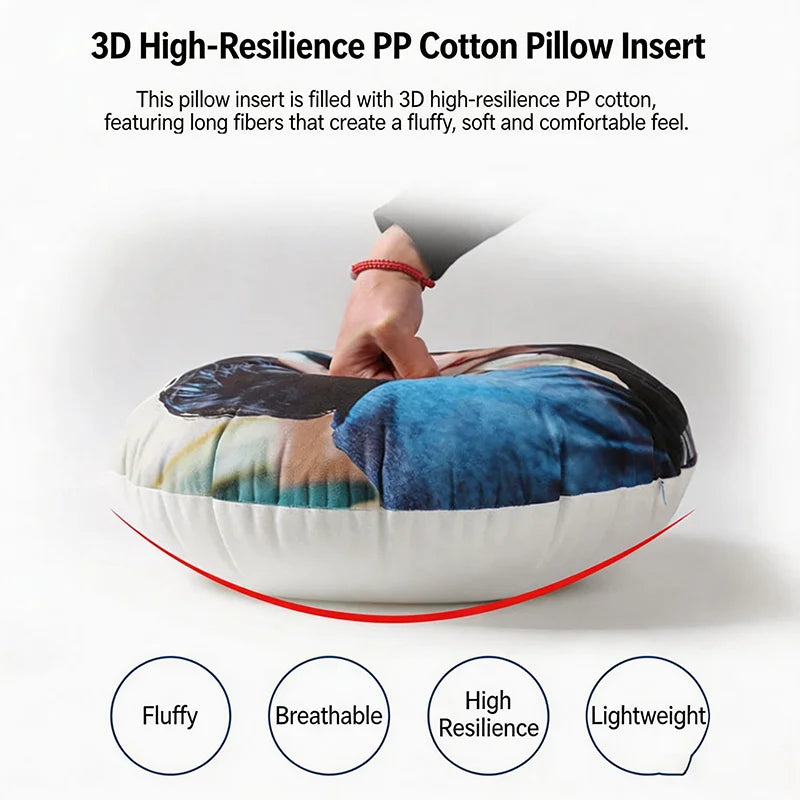 Custom Round Pillow - Customize Photo, Logo, Anime or Idol Picture, Soft Plush Cushion for Home/Car/Office Personalized Gift 1PC
