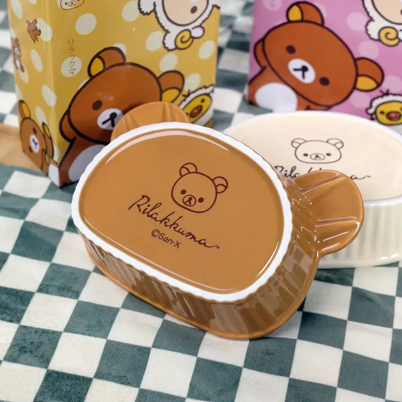 Cute Rilakkuma Ceramic Breakfast Plate Set Luxury Home Tableware Creative Sauce Dish Dinner Plate Kitchen Serving Set