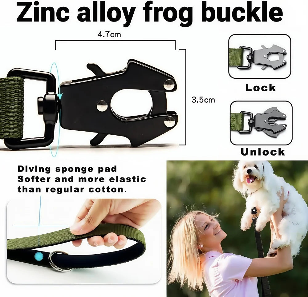 Tactical Dog Leash Heavy Duty, 20-25Inch Bungee Dog Leash, Training Walking Bungee Lead with Heavy Duty Frog Clip Car Seatbelt f