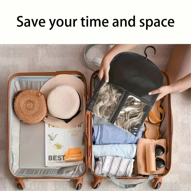 WholesaleLong Wig Storage Bag Holder Case Hair Extensions Storage Bag With Hanger For Wig Hair Extension Storage Bag With Hanger